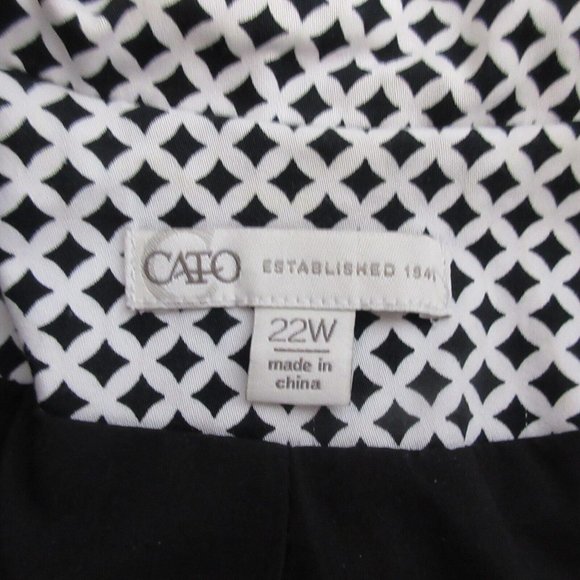 Cato One Button Blazer Plus 22W Black White Diamond Print Lined Pockets Career - Picture 3 of 9
